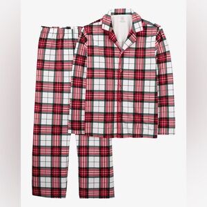 🔥 Carter's Adult 2-PC Plaid Fleece Coat Style Pajamas Sz SMALL